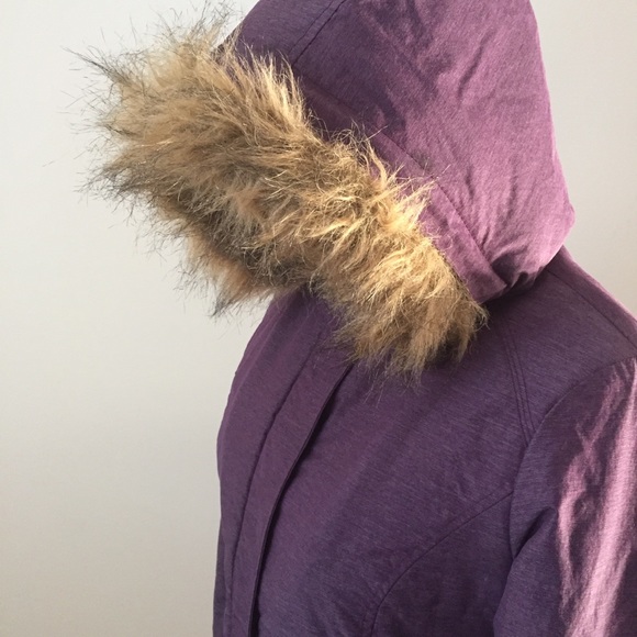 Girls XL 14 Faux Fur Hooded Winter Coat, Purple - Picture 5 of 8